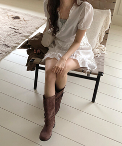 バックルスエードブーツ BROWN