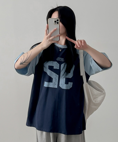 92ナンバー半袖Tシャツ NAVY