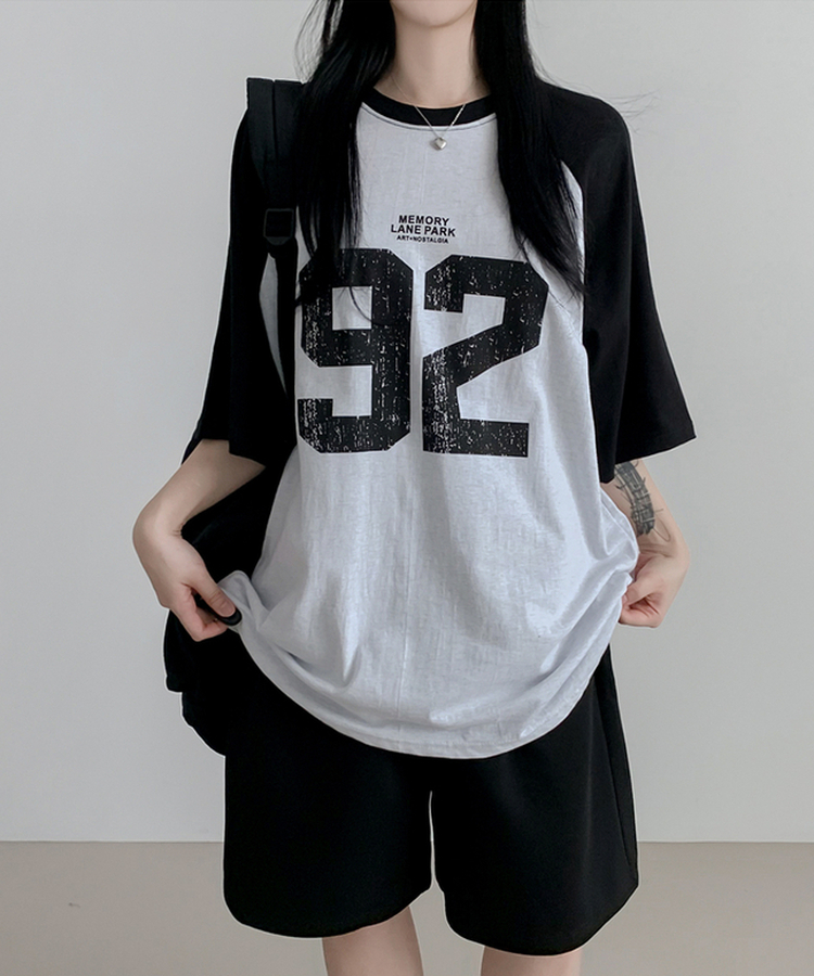 92ナンバー半袖Tシャツ WHITE MELANGE