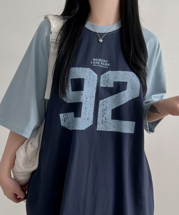 92ナンバー半袖Tシャツ NAVY