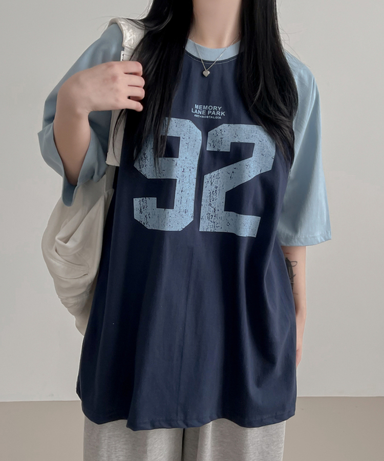 92ナンバー半袖Tシャツ NAVY