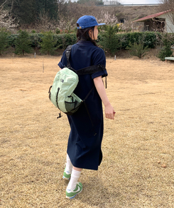 ロングワンピース ワッフルロングワンピース NAVY