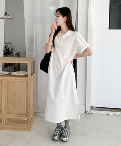 ロングワンピース ワッフルロングワンピース IVORY