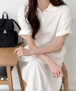 ロングワンピース ワッフルロングワンピース IVORY