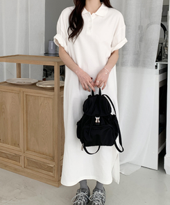 ロングワンピース ワッフルロングワンピース IVORY