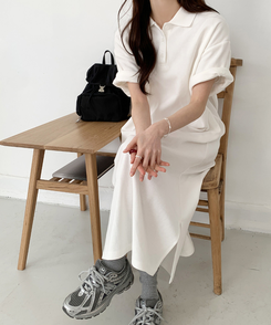 ロングワンピース ワッフルロングワンピース IVORY