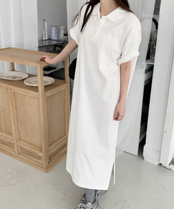 ロングワンピース ワッフルロングワンピース IVORY