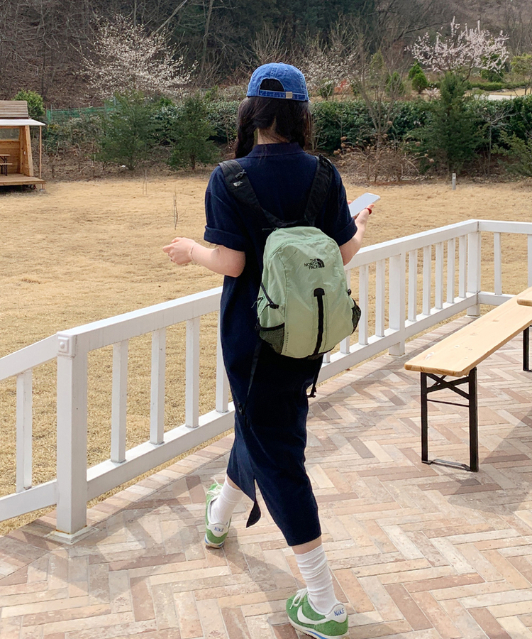 ワッフルロングワンピース NAVY
