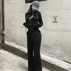 ジャンパー ベーシックスリムフードジップアップ BLACK