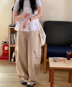 レースカーゴパンツ BEIGE