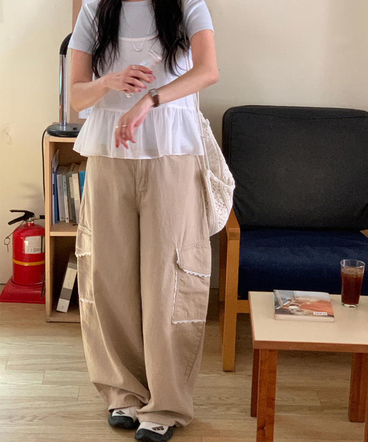 レースカーゴパンツ BEIGE