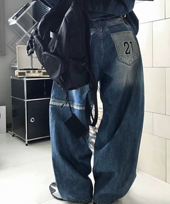 ワイド スリットバルーンパンツ BLUE