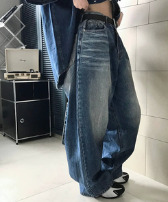 ワイド スリットバルーンパンツ BLUE