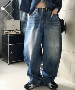 ワイド スリットバルーンパンツ BLUE