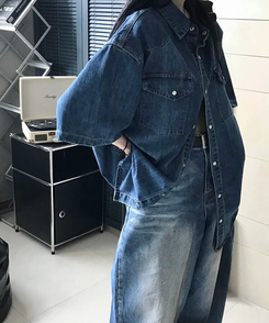 ワイド スリットバルーンパンツ BLUE