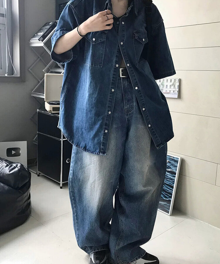 スリットバルーンパンツ BLUE
