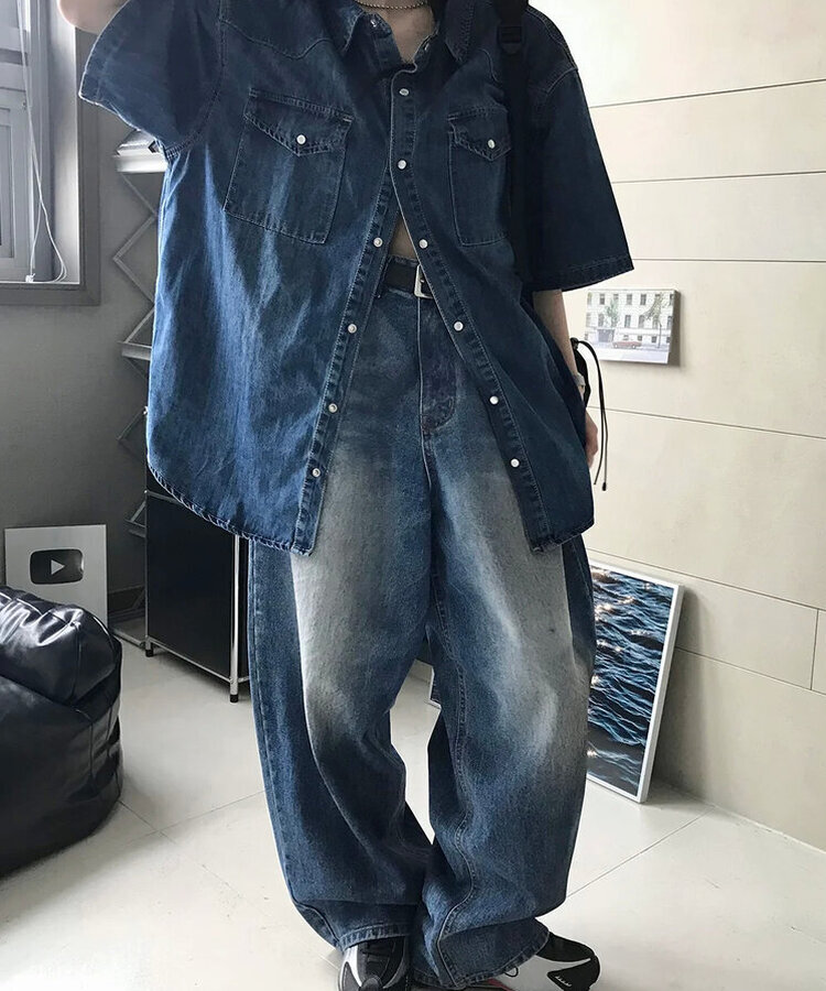 スリットバルーンパンツ BLUE