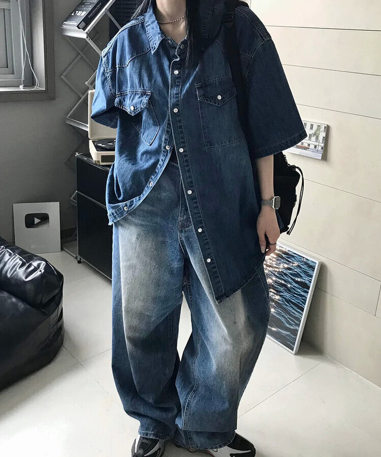 スリットバルーンパンツ BLUE
