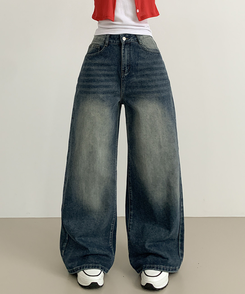 ワイド ウォッシングデニムロングワイドパンツ DARK DENIM