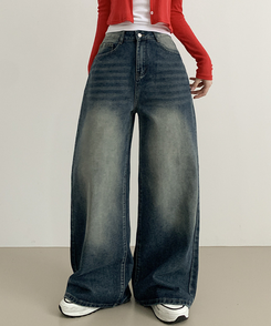 ワイド ウォッシングデニムロングワイドパンツ DARK DENIM