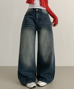 ワイド ウォッシングデニムロングワイドパンツ DARK DENIM