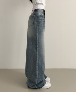 ワイド ウォッシングデニムロングワイドパンツ LIGHT DENIM