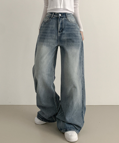 ワイド ウォッシングデニムロングワイドパンツ LIGHT DENIM
