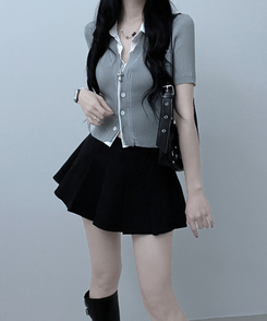 半袖Tシャツ シャツレイヤードニットカーディガン GREY