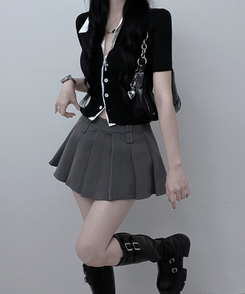 半袖Tシャツ シャツレイヤードニットカーディガン BLACK