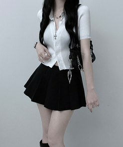 半袖Tシャツ シャツレイヤードニットカーディガン WHITE