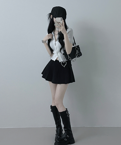 半袖Tシャツ シャツレイヤードニットカーディガン WHITE