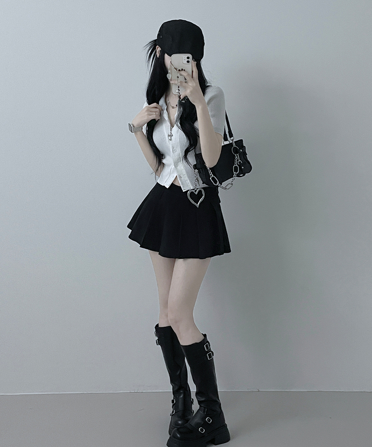 シャツレイヤードニットカーディガン WHITE