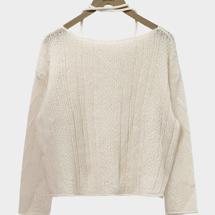 베비 펀칭 보트넥 루즈핏 니트