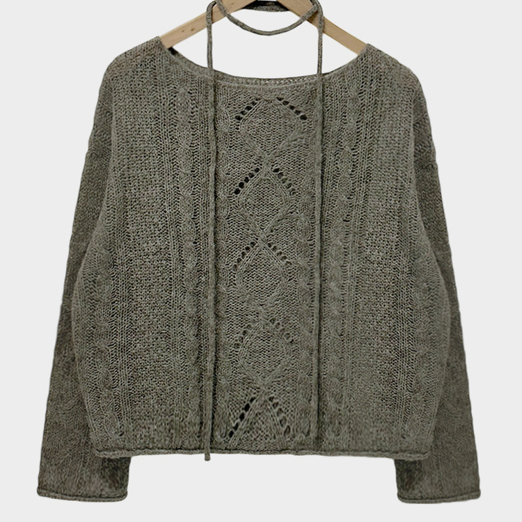 베비 펀칭 보트넥 루즈핏 니트