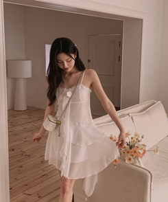 SET】フリルティアードワンピース ボレロ｜ツーピース｜韓国