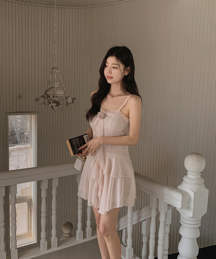 SET】フリルティアードワンピース ボレロ｜ツーピース｜韓国