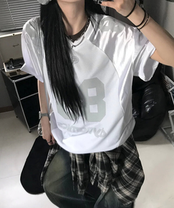 半袖Tシャツ グロッシーVネック半袖Tシャツ WHITE