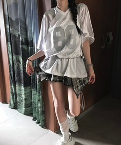 半袖Tシャツ グロッシーVネック半袖Tシャツ WHITE