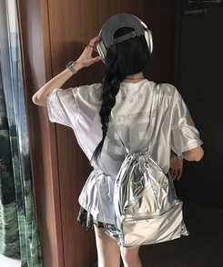 半袖Tシャツ グロッシーVネック半袖Tシャツ WHITE