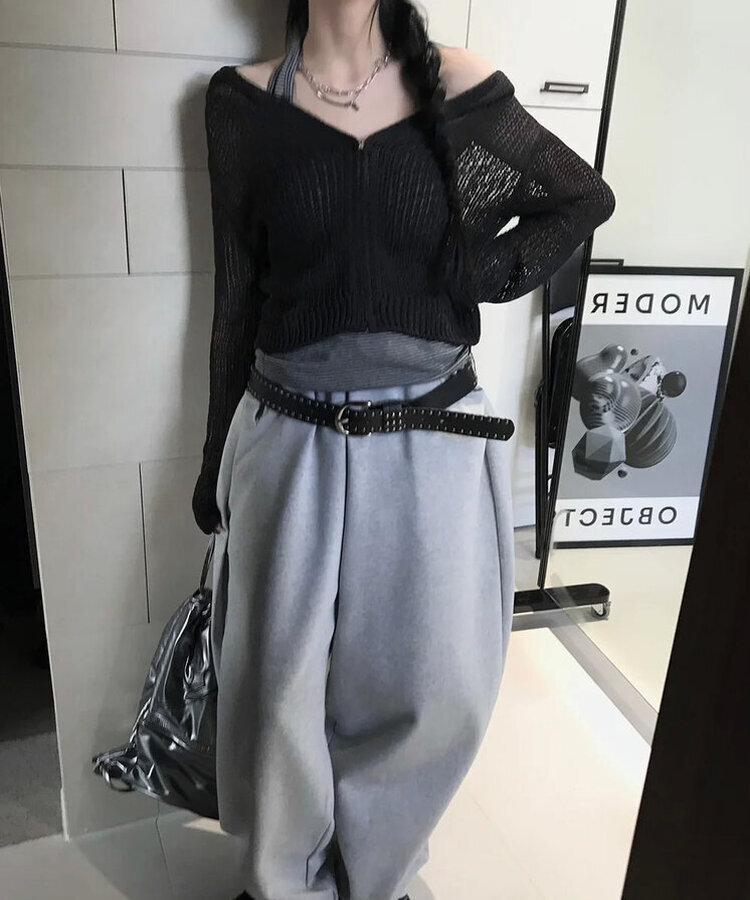 ネットニットフードジップアップ BLACK