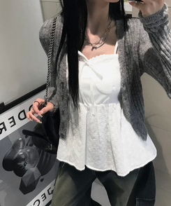 カーディガン ブリーズスリムニットカーディガン GREY