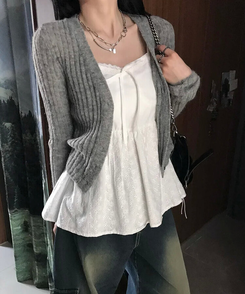 カーディガン ブリーズスリムニットカーディガン GREY