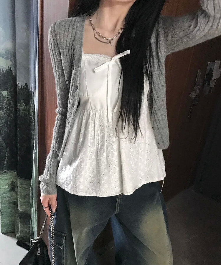 ブリーズスリムニットカーディガン GREY