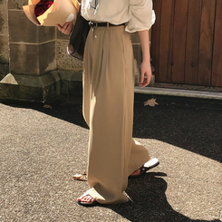 【丈別】ツーピンタックワイドスラックス BEIGE