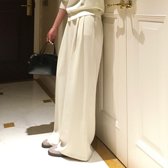 【丈別】ツーピンタックワイドスラックス IVORY