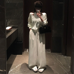 【丈別】ツーピンタックワイドスラックス IVORY