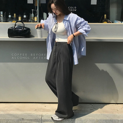 【丈別】ツーピンタックワイドスラックス CHARCOAL