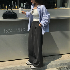 【丈別】ツーピンタックワイドスラックス CHARCOAL