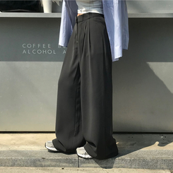 【丈別】ツーピンタックワイドスラックス CHARCOAL