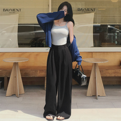 【丈別】ツーピンタックワイドスラックス BLACK